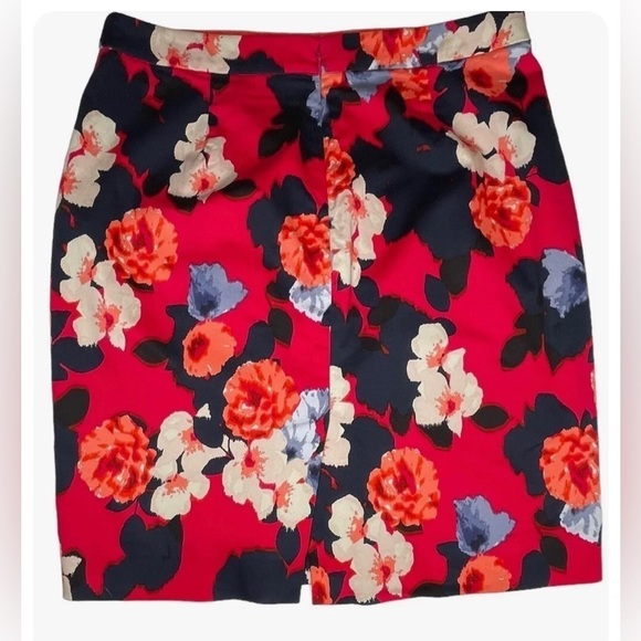 J Crew Factory Pencil Skirt Floral Red Blue White Style 37532 Size 6 - Picture 3 of 16